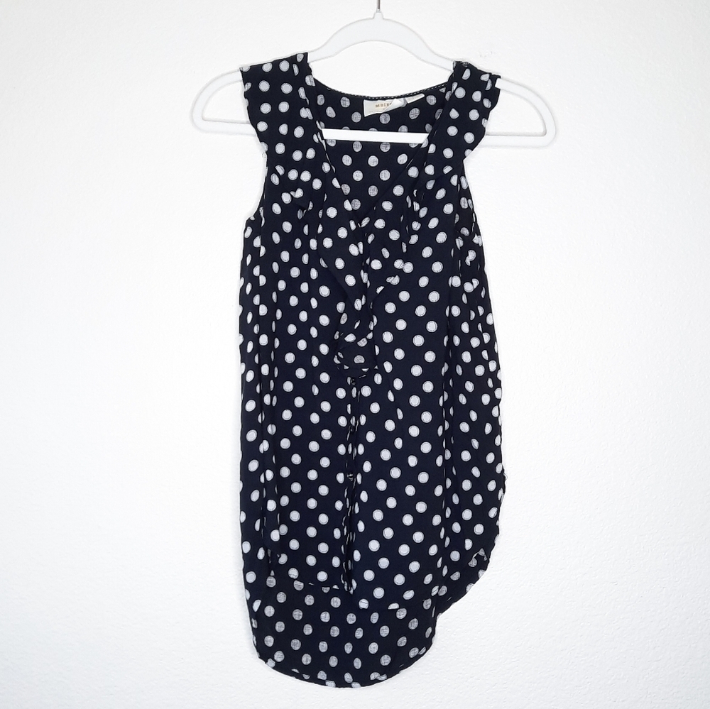 Anthropologie Maeve Black Dottie Ruffled Top 2 - Picture 4 of 8